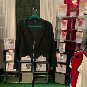 Forever 21 Black Zip-Front Blazer Jacket with Ring Pull